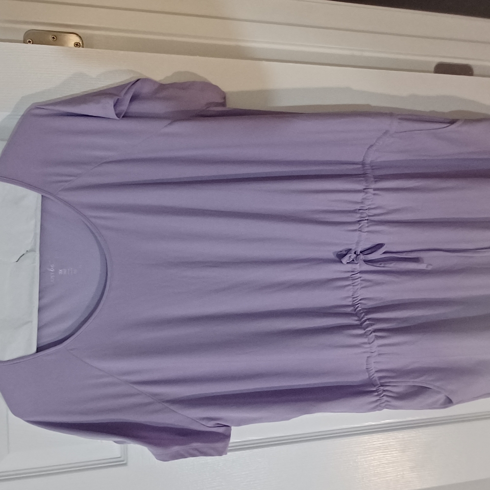 Purple Short Sleeve Tie Front Tunic